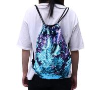FRCOLOR Modischer Pailletten Kordelzugrucksack Damen Mehrfarbig Großer Beutel Mit Meerjungfrauen Design Für Schule Strand Reisen