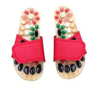 FRCOLOR Natürliche Jade Massage Sandalen Mit Kopfsteinpflasterdesign Fußgesundheitslatschen Pu-eva Material Fördert Durchblutung Und Entspannt Müde Füße Rote Massage Hausschuhe
