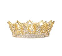 Frcolor Tiara Krone Luxus Kristalle Krone Strass Stirnband Haarzusätze Schmuck für Hochzeit Festzug Prom (Gold)