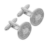 FRCOLOR Vintage Manschettenknöpfe aus Kupfer mit Rundem Blumenmuster und Funkelnden Strasssteinen Robuste Business Smoking Hemdknöpfe Elegante Schmuck-studs für Herren und Damen