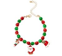 FRCOLOR Weihnachtsarmband Damen Verstellbar Mit Bunten Perlen Und Santa Claus Charms Festliches Urlaub Armband FüR MäDchen Und Frauen Zum Feiertags Schmuck
