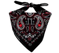 Freak Scene Bandana Tuch Totenkopf Paisley Biker schwarz-weiß-rot quadratisches Kopftuch Halstuch