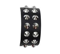 Freak Scene Lederarmband mit Spitznieten 2-reihig - schwarz - Armband aus Leder