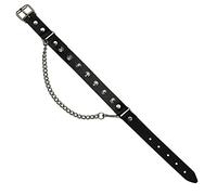 Freak Scene Stiefelkette aus Leder - flache Spitznieten - schwarz