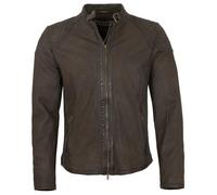 Freaky Nation - Herren Echtleder Lederjacke Bikerjacke Lammnappa Dunkelbraun antik Größe L