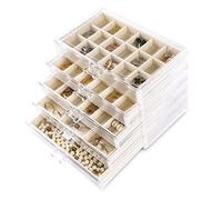Frebeauty Acryl-Schmuck-Organizer, Ohrring-Organizer, Box mit 5 Schubladen, stapelbarer Ohrringhalter für Ringe, Ohrstecker und Armbänder (beige)
