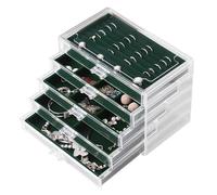 Frebeauty Extra große Acryl-Schmuckschatulle für Damen, 5 Ebenen, transparent, Schmuck-Organizer, Samt-Ohrring-Box mit 5 Schubladen, Ringen, Vitrine, Halskettenhalter für Damen und Mädchen