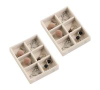 Frebeauty Kleines Schmucktablett Set, Stapelbares Samt Schmuck Organizer Tablett, Mini Schmuck Schublade Organizer, Schubladeneinsätze, 6 Gitter Ohrring Organizer für Frauen Mädchen (Set 2, Beige)