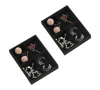 Frebeauty Kleines Schmucktablett, stapelbares Samt-Schmuck-Organizer-Tablett, Mini-Schmuck-Schubladen-Organizer, Schubladeneinsätze, 12 x 9,5 x 2,3 cm, 4 Fächer, Ohrring-Organizer für Damen (Set 2,