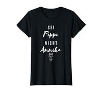 Freche Wilde Wunderbare Mädchen Sei Pippi nicht Annika Schwarz Cartoon T-Shirt Damen & Mädchen Female Kurzarm Klassische Passform Medium