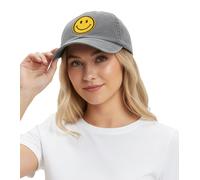freche ZWILLINGSHERZ Smiley Classic Base-Cap mit Smiley-Patch Baumwoll-Cap justierbare Cappy Schirm-Mütze 4603M K258209 Grau