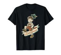 Frecher Bayer In Lederhose Mit Trachtenhut Retro Lustig T-Shirt