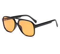 Freckles Mark Vintage Retro 70er Jahre Sonnenbrille für Damen Herren Klassisch Groß Quadrat Pilotenbrille Trendige Brille, Getöntes Gelb, oversize