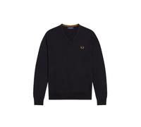 Fred Perry - Blue Wool/Cotton Blend V-Neck Pullover - Größe S - blau