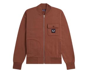 Fred Perry - Bomberjacke für Herren, Durchgehender Reißverschluss (Whiskybraun) S