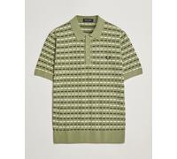 Fred Perry Bouclé Ribbed Knitted Polo Olive Mint Grün L