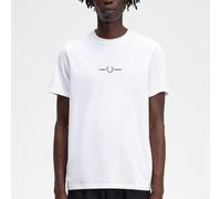 Fred Perry T-Shirt M4580 Herren kurzarm bestickt Weiß Größe M