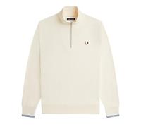 Fred Perry Half Zip Sweatshirt, Herren-Sweatshirt, Ecru, Weiß, Large