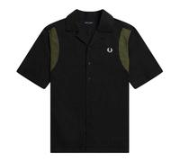 Fred Perry Herren Paneliertes Kurzarm-Bowlinghemd (Schwarz) S