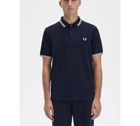 Fred Perry Herren Twin Tipped Poloshirt in Marineblau/Weiß/Weiß M