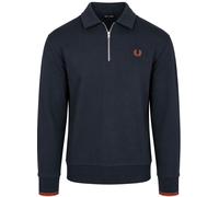 Fred Perry Langarm-Poloshirt Half Zip Navy - Größe L Dunkelblau L