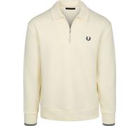 Fred Perry Longsleeve Half Zip Poloshirt Ecru - Größe L Weiß L