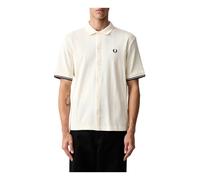 Fred Perry - Pointelle Polo-Shirt mit durchgehender Knopfleiste - - Shirts - Herren - Beige - M