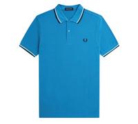 Fred Perry - Poloshirt Mit Doppelstreifenkragen In Cyberblau, Schwarz/creme XS