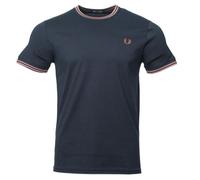 Fred Perry Rundhals Herren T-Shirt M1588 (DE/NL/SE/PL, Alphanumerisch, M, Regular, Regular, Navy/Zimt)