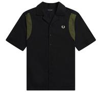Fred Perry Schwarzes, kurzärmliges Bowlinghemd mit Einsätzen M