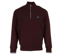 Fred Perry Sweatshirt mit halbem Reißverschluss, rot, Large