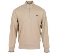 Fred Perry Sweatshirt mit halbem Reißverschluss, warmes Hafergrün/Burnt Tobacco, Hafer/Court Green/Burnt Tobacco, L