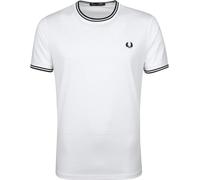 Fred Perry T-Shirt M1588 Twin Tipped Kurzarm Weiß Herren Größe L