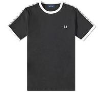 Fred Perry Taped Ringer T-Shirt Snow White, schwarz und weiß, XL