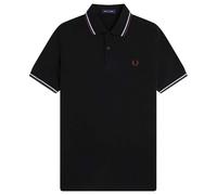 Fred Perry Twin Tipped Poloshirt, Black/Ball Boy Blue/Oxblood, Schwarz/Ball Boy Blue/Oxblood, XL
