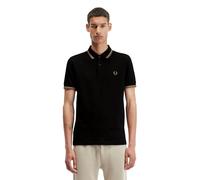 Fred Perry Twin Tipped Shirt Poloshirt für Herren, Black Warm Stone Shaded Stone, Small