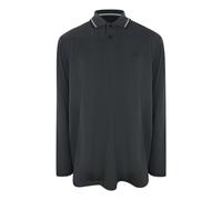 Fred Perry Weißes Poloshirt Mit Zweifarbigem Kragen In Gunmetal-grau Mit Langen Ärmeln M