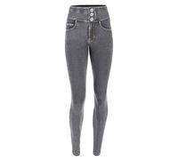 FREDDY - N.O.W. Skinny Hose mit hoher Taille aus Jersey, Denim, Graue Jeans mit gelben Nähten, 36