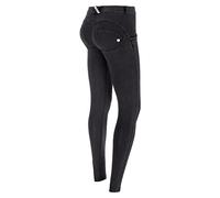 Freddy WR.UP® Damen Push-Up Jeans - Regular Waist Super Skinny - Schwarz - Schwarze Nähte Größe XL