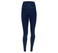 FREDDY WR.UP Denim Po-Lifting-Jeans für Damen - Hohe Taille, formende, dehnbare, vielseitige Reisehose für Damen in voller Länge, Dunkle Jeans, Groß