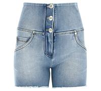 FREDDY - Wr.up Push Up Shorts mit Fransen Hohe Taille Denim Navetta umweltfreundlich, Helle Jeans - gelbe Nähte, XS