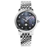 Frédérique Constant Damen Quarz Analog Armbanduhr Slimline Moonphase Swiss Made