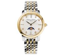 Frederique Constant Slimline Ladies Moonphase Damen Armbanduhr aus Edelstahl Gelbgold Plattiert in der Farbe Silber-Gold 30mm, Wasserdichtigkeit: 3Bar, FC-206MPWD1S3B