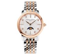 Frederique Constant Slimline Ladies Moonphase Damen Armbanduhr aus Edelstahl in der Farbe Silber-Roségold 30mm, Wasserdichtigkeit: 3Bar, FC-206MPWD1S2B