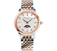 Damenuhr Frederique Constant Slimline Ladies Moonphase mit Diamanten, perlmuttfarbenem Zifferblatt und Edelstahlarmband FC-206MPWD1S2B