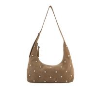 FredsBruder Endless Beads Schultertasche Leder 44 cm grau