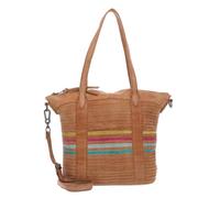 FREDsBRUDER Leder Schultertasche Umhängetasche Good Mood Shopper Sand & Rainbow hellbraun