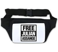 Free Julian Assange Gürteltasche mit schwarzem und weißem Logo, Weiß