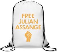 Free Julian Assange Orange Fist Logo Gym Sack Casual Drawstring Bag White