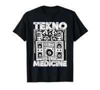 Free Party Teknival Rave Outfits Techno Music T-Shirt, Unisex-Adult, Erwachsene, Partygänger, Techno-Fans, Kurzarm, T-Shirt, Schwarz, S